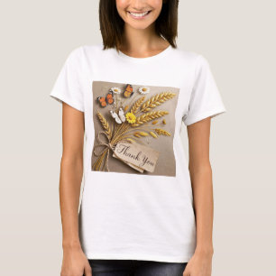 Camiseta Obrigado As flores silvestres desenhadas à mão, as