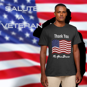 Camiseta Obrigado, bandeira americana, o preto do veterano