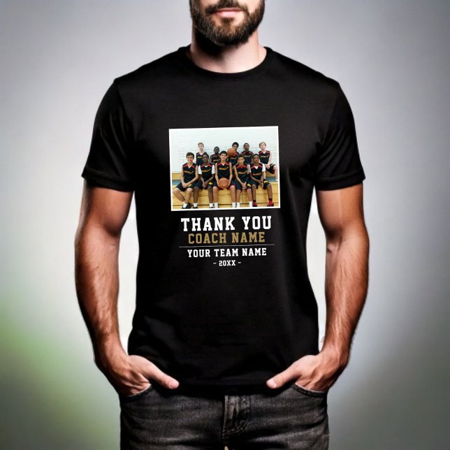 Camiseta Obrigado Coach Team Name e Photo Black (Criador carregado)