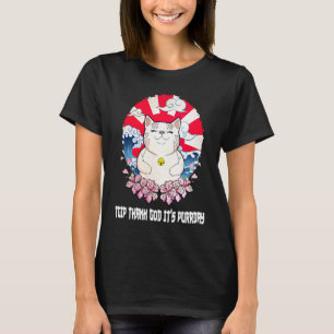 Camiseta Obrigado Deus É Purrday Gato Fim de Semana Kitten