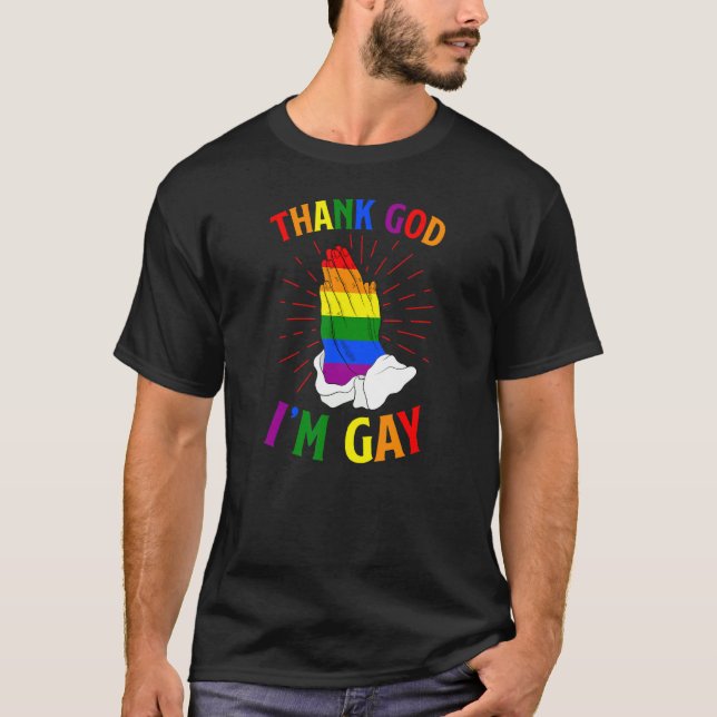 Camiseta Obrigado Deus, eu sou a Gay Lgbtq, Igreja Cristã O (Frente)