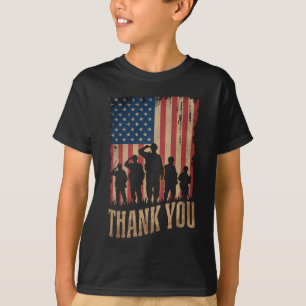 Camiseta Obrigado Dia dos Veteranos Bandeira Americana Vint
