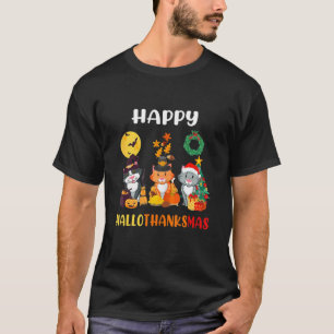 Camiseta Obrigado Feliz de Natal do Cat Halloween