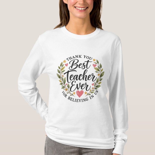 Camiseta Obrigado Melhor Professor de Todos os Tempos (Frente)