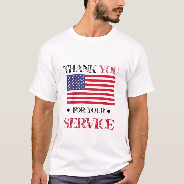 Camiseta Obrigado Pelo Seu Serviço American Flag (Frente)