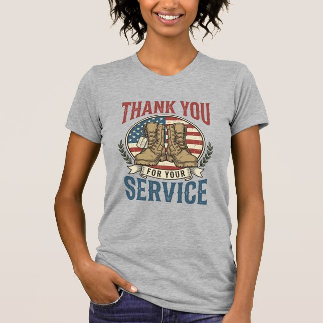 Camiseta Obrigado pelo Seu Serviço Botas Militares (Frente)
