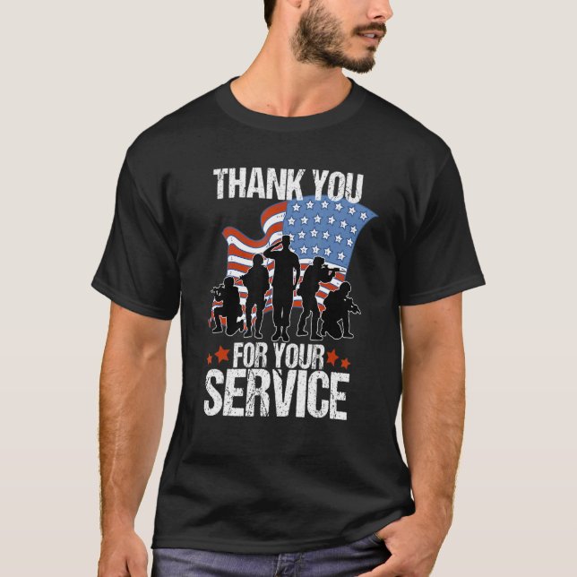 Camiseta Obrigado Pelo Seu Serviço De Bandeira Americana (Frente)