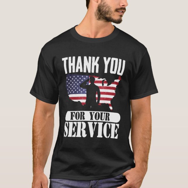 Camiseta Obrigado Pelo Seu Serviço De Veteranos Patrióticos (Frente)