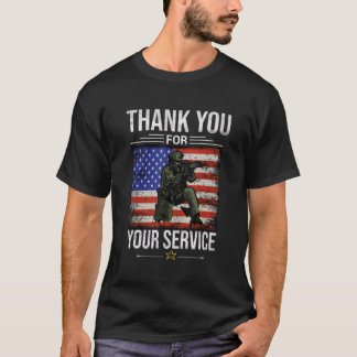 Camiseta Obrigado Pelo Seu Serviço Veterano Bandeira dos EU