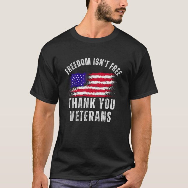 Camiseta Obrigado pelo seu serviço Veteranos bandeira ameri (Frente)