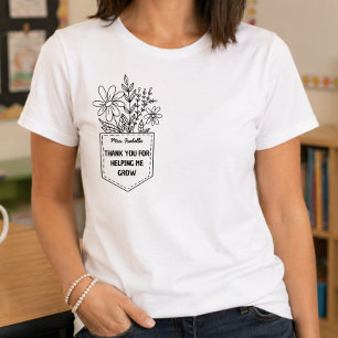 Camiseta Obrigado por me Ajudar a Crescer Floral Pocket
