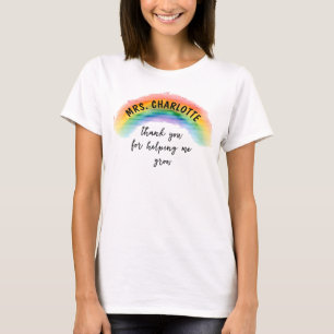 Camiseta Obrigado por Me Ajudar a Crescer Professor Arco-Ír