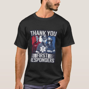 Camiseta Obrigado Primeiros Respondentes Polícia do EMT Pat