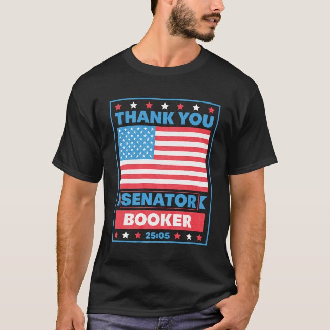 Camiseta Obrigado Senador Cory Booker 25 horas (Frente)
