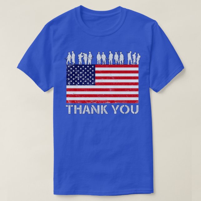 Camiseta Obrigado Soldier Patriotic American Flag (Frente do Design)