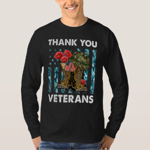 Camiseta Obrigado Veteran Combat Boots Flowers Veteran Da