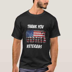 Camiseta Obrigado Veteranos Bandeira Americana Custo do Dia