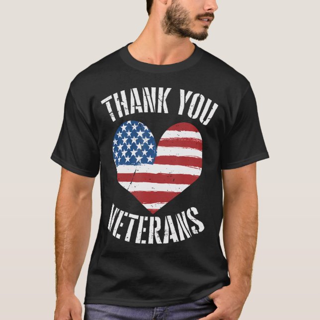 Camiseta Obrigado Veteranos Bandeira Americana Patriótica V (Frente)