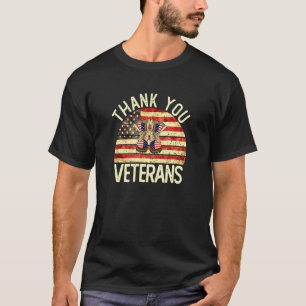 Camiseta Obrigado Veteranos Combate Boots Patriótico Americ