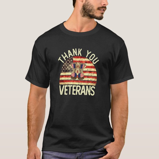 Camiseta Obrigado Veteranos Combate Boots Patriótico Americ (Frente)