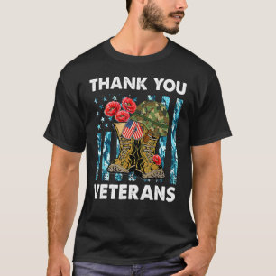 Camiseta Obrigado Veteranos Combatem Botas Poppy Flor Para 
