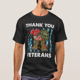 Camiseta Obrigado Veteranos Combatem Botas Poppy Flor Veter