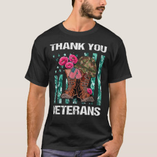 Camiseta Obrigado Veteranos Combatem Botas Poppy Flor Veter