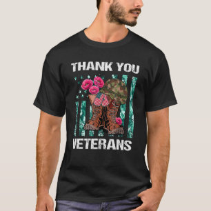 Camiseta Obrigado Veteranos Combatem Botas Poppy Flor Veter