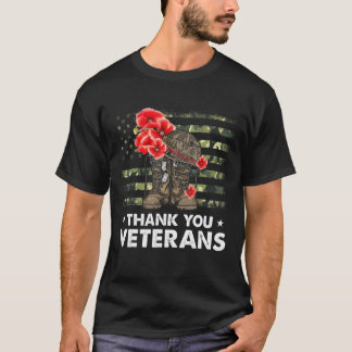 Camiseta Obrigado Veteranos Combatem Botas Poppy Flor Veter