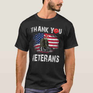 Camiseta Obrigado Veteranos Combatem Botas Poppy Flores Mem