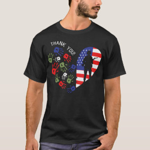 Camiseta Obrigado Veteranos Dia Americano Bandeira Heart Mi