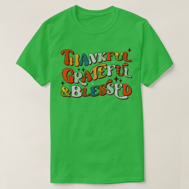 Camiseta Obrigados de Cores de Queda Abençoada, Grateful Re (Frente do Design)