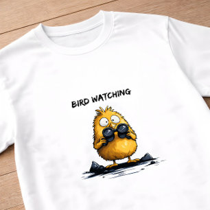 Camiseta Observação de Pássaros Personagem de Desenho Anima