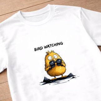 Camiseta Observação de Pássaros Personagem de Desenho Anima