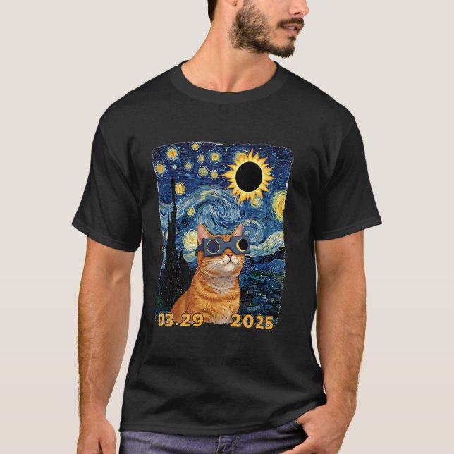 Camiseta Observador de Estrelas de Gato u2013 Eclipse Solar (Frente)