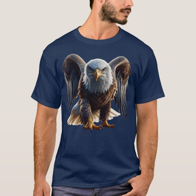 Camiseta Observando intensamente a águia americana (Frente)