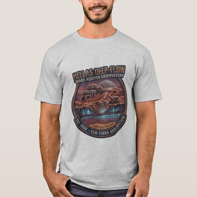 Camiseta Observatório de Aquífero de Hellas Deep-Flow em Ma (Frente)