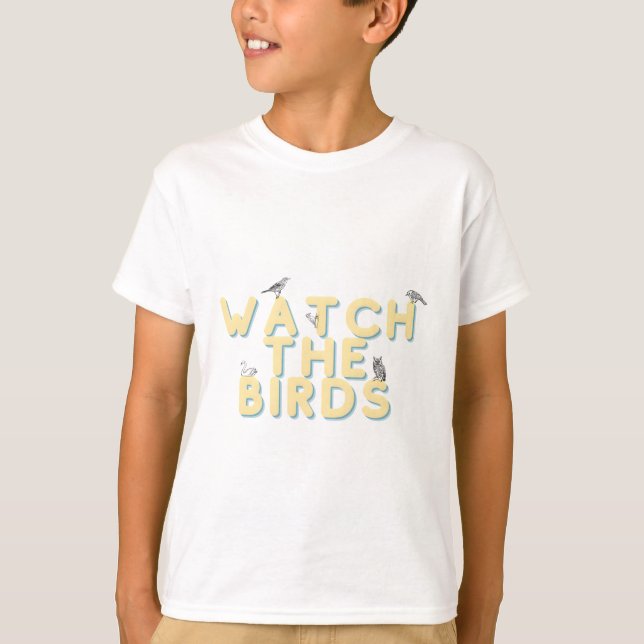 Camiseta observe os passarinhos texto amarelo fofo (Frente)