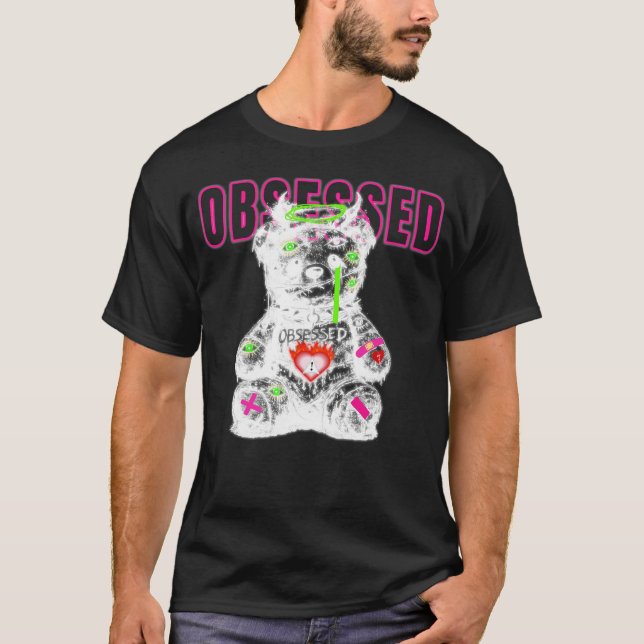 Camiseta Obsession Dark Teddy Bear Streetwear Tee (Frente)