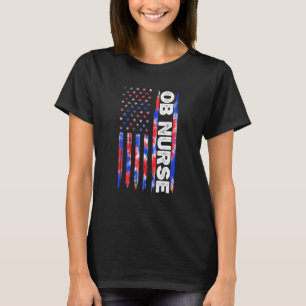 Camiseta Obstetrícia Enfermeira OB Tie Dye Bandeira America