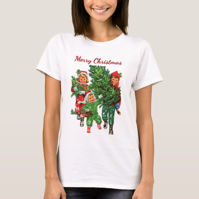 Camiseta Obtendo a árvore de Natal (Frente)