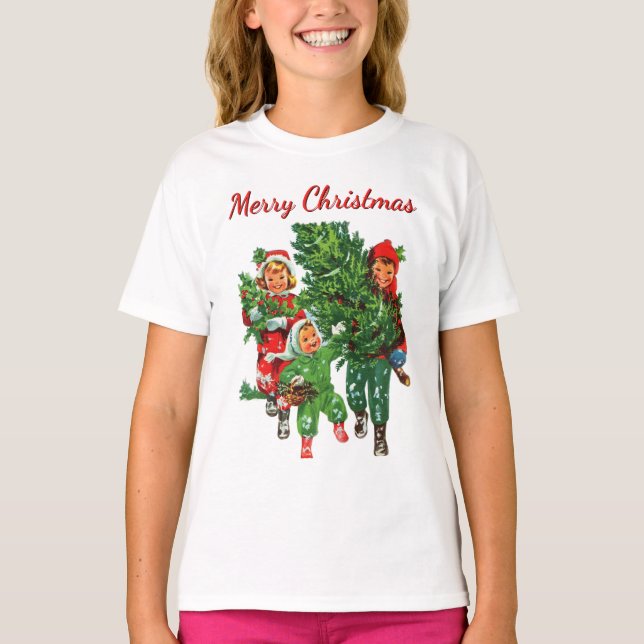 Camiseta Obtendo a árvore de Natal (Frente)