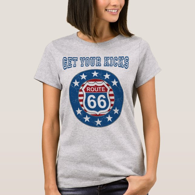 Camiseta Obtenha a Rota 66 do Kicks - Retro Distante (Frente)