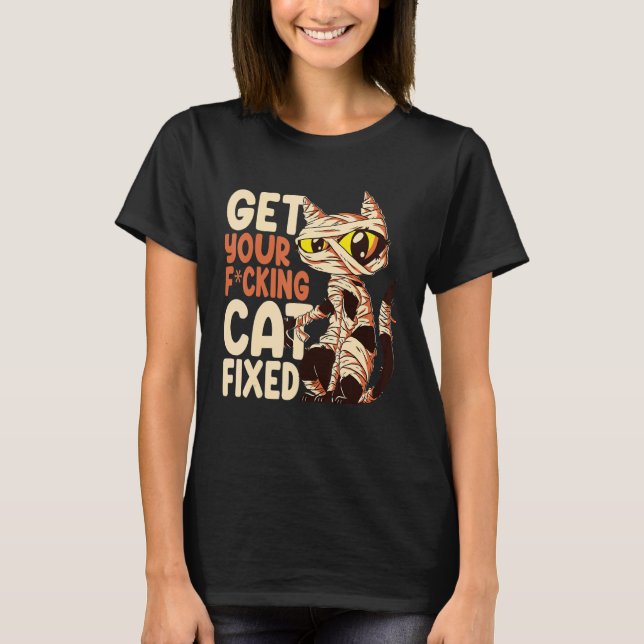 Camiseta Obtenha seu Gato Restauro de Gato de Halloween (Frente)
