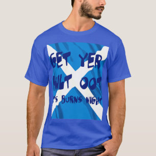 Camiseta Obtenha Seu Quilt No Texto Azul Noturno Burns Com 