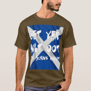 Camiseta Obtenha Seu Quilt No Texto Branco Da Noite De Quei