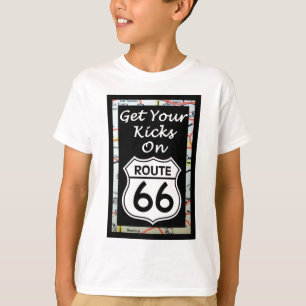 Camiseta Obtenha seus pontapés na rota 66 com mapa