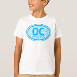 Camiseta OC Ocean City NJ Blue Floral Beach Tag Shirt