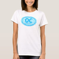 OC Ocean City NJ Blue Floral Beach Tag T Shirt
