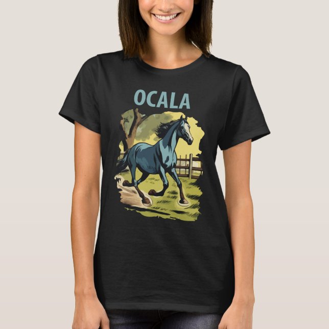 Camiseta Ocala Flórida País dos Cavalos Viagem Retro (Frente)